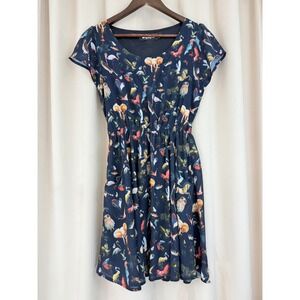 Paper Plane Navy Blue Safari Print A-Line Mini Dress – Size S/M